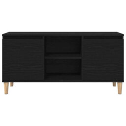 Berkfield Modern Tv Cabinet With Wooden Leg Black Oak 102X35X50 Cm - thumbnail 7