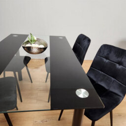 Kosy Koala Black Glass Dining Table Set With 4 Black Velvet Chairs For Dining Room And Kitchen Furniture - thumbnail 4