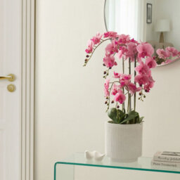 Wyld And Coco 65Cm Artificial Pink Orchid In Decorative Pot - Realistic Blossoms And Lush Foliage, Maintenance-Free Indoor Décor - thumbnail 2