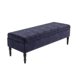 90Cm Safar Plain Ottoman Storage Bench -Naples Shoes Bench With Black Turned Wooden Legs - Charcoal Upholstery Footstool Storage - thumbnail 4