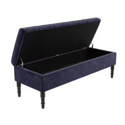 90Cm Safar Plain Ottoman Storage Bench -Naples Shoes Bench With Black Turned Wooden Legs - Charcoal Upholstery Footstool Storage - thumbnail 5