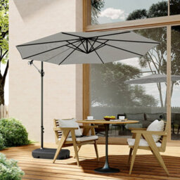 Living And Home 3M Large Rotatable Garden Sun Shade Cantilever Parasol Patio Hanging Banana Umbrella Crank Tilt With Fillable Base, Light Grey - thumbnail 2