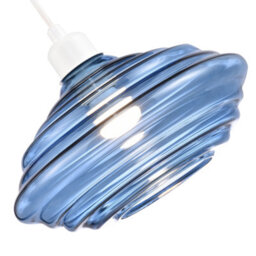Happy Homewares Modern Ribbed Honeycomb Glass Pendant Light Shade In Midnight Blue 26Cm Diameter - thumbnail 4