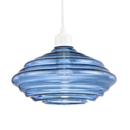 Happy Homewares Modern Ribbed Honeycomb Glass Pendant Light Shade In Midnight Blue 26Cm Diameter - thumbnail 2