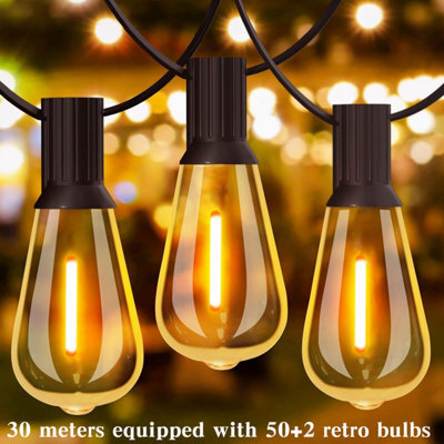 Solar-Powered Led Outdoor Patio Light, Waterproof, Comes With 50+2 Retro Bulbs, 2700K Suitable For Backyards, Pubs,camping - image 1