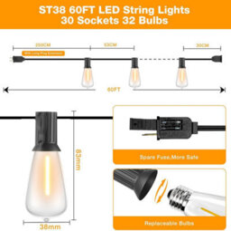 Solar-Powered Led Outdoor Patio Light, Waterproof, Comes With 50+2 Retro Bulbs, 2700K Suitable For Backyards, Pubs,camping - thumbnail 3