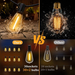 Solar-Powered Led Outdoor Patio Light, Waterproof, Comes With 50+2 Retro Bulbs, 2700K Suitable For Backyards, Pubs,camping - thumbnail 2