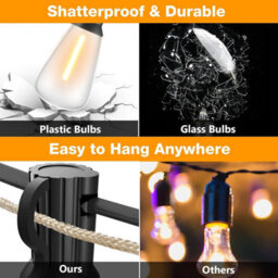 Solar-Powered Led Outdoor Patio Light, Waterproof, Comes With 50+2 Retro Bulbs, 2700K Suitable For Backyards, Pubs,camping - thumbnail 6