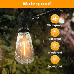 Solar-Powered Led Outdoor Patio Light, Waterproof, Comes With 50+2 Retro Bulbs, 2700K Suitable For Backyards, Pubs,camping - thumbnail 4