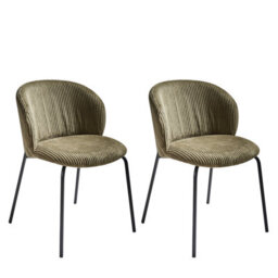 Beliani Set Of 2 Dining Chairs Miles Corduroy Olive Green - thumbnail 4