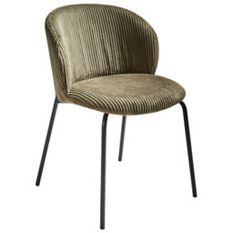 Beliani Set Of 2 Dining Chairs Miles Corduroy Olive Green - thumbnail 5