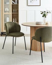 Beliani Set Of 2 Dining Chairs Miles Corduroy Olive Green - thumbnail 2