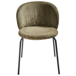 Beliani Set Of 2 Dining Chairs Miles Corduroy Olive Green - thumbnail 6