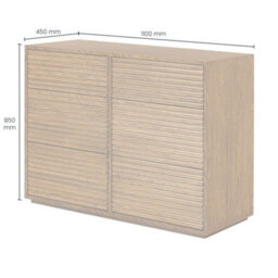 Wyld Haus Mandarina Six-Drawer Ribbed Walnut Chest Natural Oak Effect - thumbnail 9