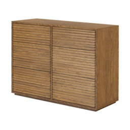 Wyld Haus Mandarina Six-Drawer Ribbed Walnut Chest Natural Oak Effect - thumbnail 4