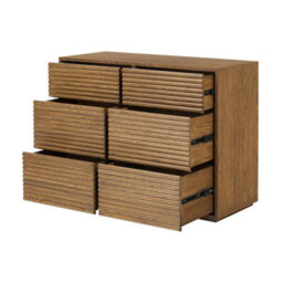 Wyld Haus Mandarina Six-Drawer Ribbed Walnut Chest Natural Oak Effect - thumbnail 5