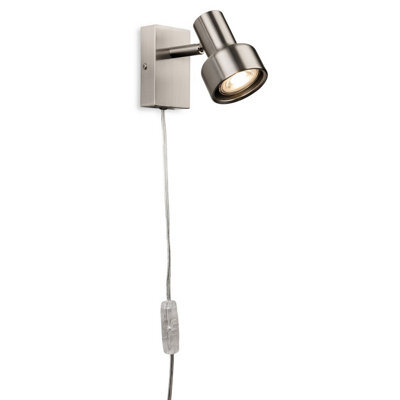 Luminosa Lighting Luminosa Firstlight Spotlight Plug-In Wall Light Switched Brushed Steel 1Xgu10