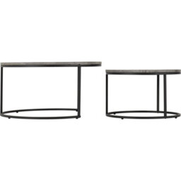 Seconique Athens Round Nest Of 2 Tables In Concrete Effect And Black Metal - thumbnail 4