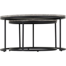 Seconique Athens Round Nest Of 2 Tables In Concrete Effect And Black Metal - thumbnail 7
