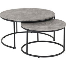 Seconique Athens Round Nest Of 2 Tables In Concrete Effect And Black Metal - thumbnail 6