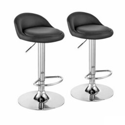 2X Bar Stools Faux Leather Kitchen Pub Low Back Breakfast Bar Chair Leg Chrome Black - thumbnail 3