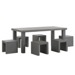 Beliani Taranto 6 Seater Garden Dining Set With Stools Grey Concrete