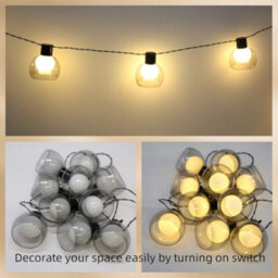 Bright Zeal Gray 2.3M Ten Ball Led String Lights With Timer Battery Operated Warm White - thumbnail 3