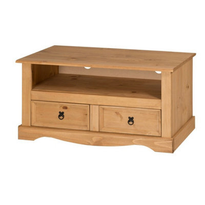 Solid Pine Wood Tv Stand 2 Drawer For Flat Screen Television - image 1