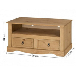 Solid Pine Wood Tv Stand 2 Drawer For Flat Screen Television - thumbnail 2