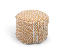 Littens Mustard Gold Spotted Handwoven Chunky Cotton Round Pouffe Seat Bean Bag Footstool 50Cm X 35Cm