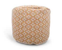 Littens Mustard Gold Spotted Handwoven Chunky Cotton Round Pouffe Seat Bean Bag Footstool 50Cm X 35Cm - thumbnail 3