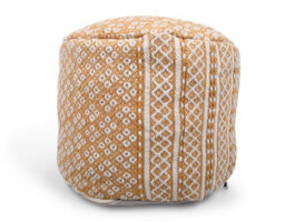 Littens Mustard Gold Spotted Handwoven Chunky Cotton Round Pouffe Seat Bean Bag Footstool 50Cm X 35Cm - thumbnail 2
