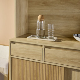 Sweeek - 110Cm Wooden Buffet With 3 Drawers Natural 110X40X185 Cm - Linear - thumbnail 8