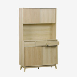 Sweeek - 110Cm Wooden Buffet With 3 Drawers Natural 110X40X185 Cm - Linear