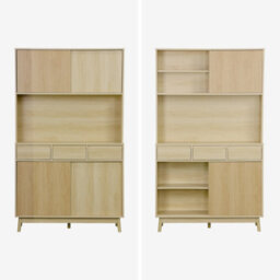 Sweeek - 110Cm Wooden Buffet With 3 Drawers Natural 110X40X185 Cm - Linear - thumbnail 2