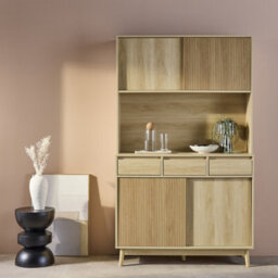 Sweeek - 110Cm Wooden Buffet With 3 Drawers Natural 110X40X185 Cm - Linear - thumbnail 5