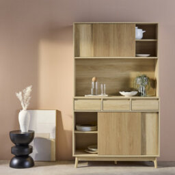 Sweeek - 110Cm Wooden Buffet With 3 Drawers Natural 110X40X185 Cm - Linear - thumbnail 6