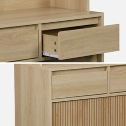 Sweeek - 110Cm Wooden Buffet With 3 Drawers Natural 110X40X185 Cm - Linear - thumbnail 4