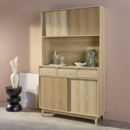 Sweeek - 110Cm Wooden Buffet With 3 Drawers Natural 110X40X185 Cm - Linear - thumbnail 7