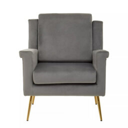 Orsina Grey Velvet Armchair For Livingroom, Modern Sturdy Armchair, Velvet Upholstered Accent Chair For Reading - thumbnail 9