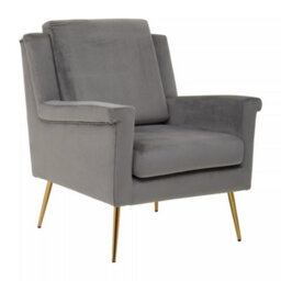 Orsina Grey Velvet Armchair For Livingroom, Modern Sturdy Armchair, Velvet Upholstered Accent Chair For Reading - thumbnail 2