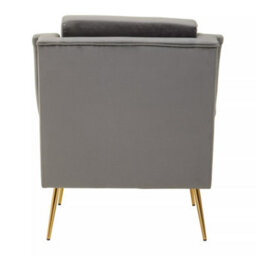 Orsina Grey Velvet Armchair For Livingroom, Modern Sturdy Armchair, Velvet Upholstered Accent Chair For Reading - thumbnail 4