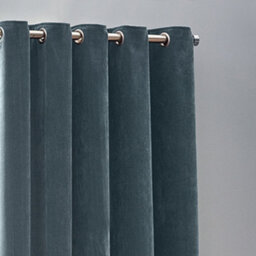 Yard Heavy Chenille Velvet Room Darkening Eyelet Curtain Pair Marine (W)229Cm X (D)137Cm - thumbnail 2