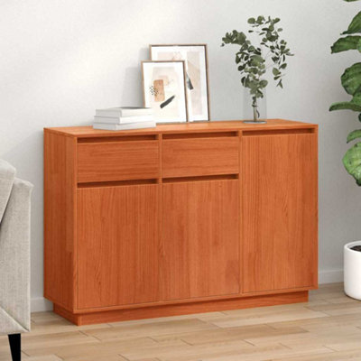 Berkfield Sideboard Wax Brown 110 X 34 X 75 Cm Solid Pine Wood - image 1
