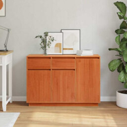 Berkfield Sideboard Wax Brown 110 X 34 X 75 Cm Solid Pine Wood - thumbnail 4