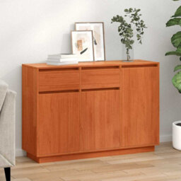 Berkfield Sideboard Wax Brown 110 X 34 X 75 Cm Solid Pine Wood - thumbnail 1