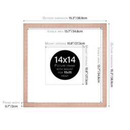 "14X14"" Bronze Picture Frame - 14X14"" Square Frame With 11X11"" Mount For 14X14""/11X11"" Pictures Art Deco Style Room Decor, 1 Pack" - thumbnail 2