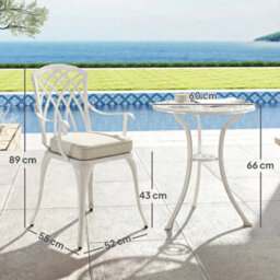 Outsunny 3 Pcs Aluminium Garden Coffee Table Set W/ Parasol Hole & Cushions - thumbnail 3