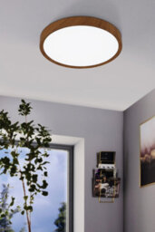Eglo Musurita Natural Wood Effect Metal And Plastic Integrated Led Flush Fitting, (D) 34Cm