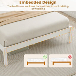 Costway Double Size Wood Bed Frame With Headboard Modern Platform Bed-White - thumbnail 6